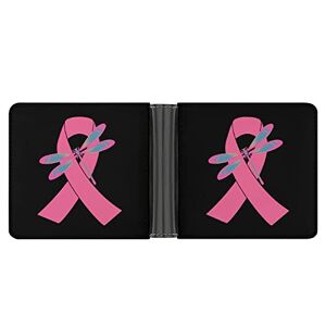 Mhxyzhw9562 Breast Cancer Ribbon Pink Dragonfly Custom Wallet with RFID Blocking Slim Bifold Wallet Front Pocket Credit Card Holder for Men Women