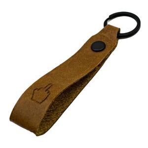 Reskey Middle Finger Leather Keyring with Stinkefinger Engraved Colour, brown, 95mm,