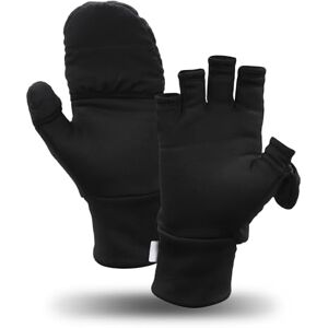 TrailHeads Men’s Insulated Convertible Mittens - Winter Running Mittens - black, medium/large