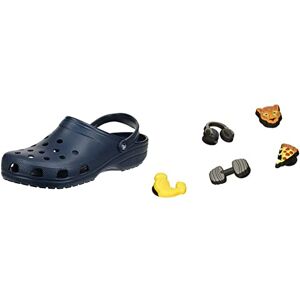 Crocs Unisex Classic Clogs, Navy, 5 UK Men/ 6 UK Women + Unisex's Get Swole 5 Pack Shoe Charms, Multicolor, One Size