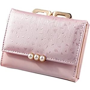 ASADFDAA Ladies Purse Wallets & Holders Short Wallet Women New Fashion Tri-Fold Coin Purse Pearl Purse Solid Color Credit Card Holder Bags (Color : Pink)