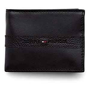 Tommy Hilfiger Men's Leather Ranger RFID Bifold Wallet with Coin Pocket, Black