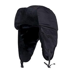 HEAT HOLDERS - Mens Waterproof Fleece Lined Winter Thermal Trooper Trapper Hat with Ear Flaps (L/XL, Black (Trapper))