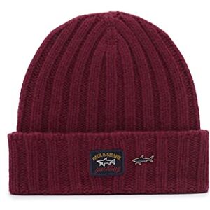 PAUL & SHARK 12317144-721 Wide Ribbed Knit Cap 100% Bordeaux Merino Wool One Size, bordeaux, One size