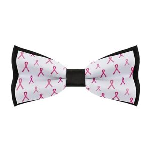 Baikutouanqy Breast Cancer Ribbon Men's Bow Tie Adjustable Pre-tied Bowtie Work Party Wedding Bow Tie Gift
