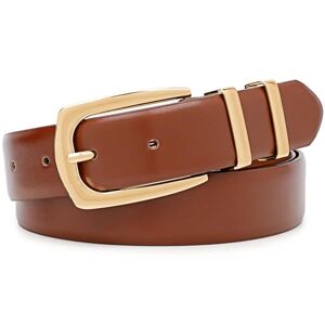 JASGOOD Women's Leather Belts for Jeans Pants Fashion Ladies Belt Gold Buckle Belts for Women, Brown, XL