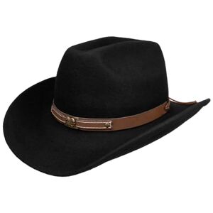 Lipodo Horses Cowboy Hat Men - Made in Italy Felt Wool Autumn-Winter - 60 cm Black