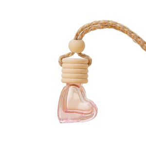 Smbcgdm Relaxing Perfume Container Heart Shape Bottle 6ml Car Refillable Decoration Colorful Love Wood Lid Clear Glass Aromatherapy Essential Oil Empty Pink