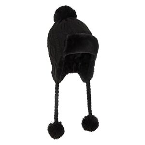 Mountain Warehouse Sierra Womens Knit Hat with Fur Black