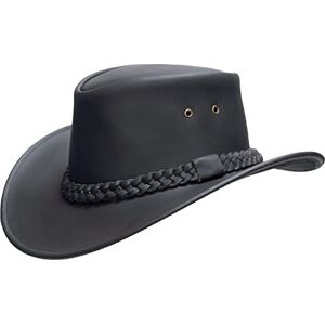 Leather Hats Outback Style Cowboy Explorer Western Australian Bush Hats for Men & Women Black