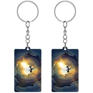 Baikutouanpoqlimg Flying Dragon in Cloudy Sky Acrylic Keychain Rectangle Key Chains Keychain Mini Pendant Crafts For Women Men Gift