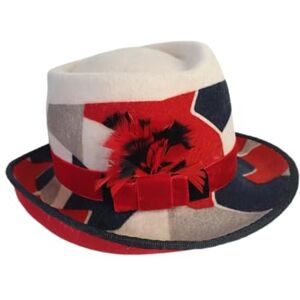 Tocados Creaciones Koenders Handmade felt hat with turkey feathers four-color mosaic hat