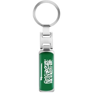 Cernomal Saudi Arabia National Flag Badge Keychain - 3D Creative Rectangle Charm Car Bag Keyrings,Travel City Souvenir Key Fob Gifts For Women Men Patriot,Key Chain,Long:9.7Cm