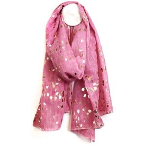 Pom Peace of Mind Womens Lightweight Summer Beach Scarf Metallic Dots Recycled Stylish Shawl (Pink & Rose Gold)