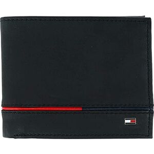 Tommy Hilfiger Men's Leather Leif RFID Bifold Wallet with Flip ID, Black