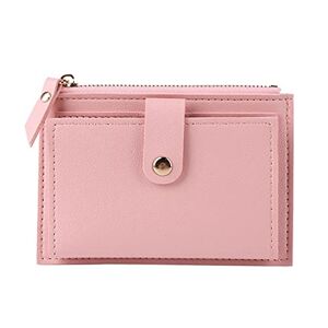 ASADFDAA Ladies Purse Men Women Fashion Solid Color Credit Card ID Card Multi-Slot Card Holder Casual PU Leather Mini Coin Purse Wallet Case Pocket (Color : Pink)