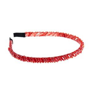Qinlenyan Faux Crystal Headband Elegant Hair Hoop Beads Elastic Non Slip Lightweight Thin Edge Accessories for Red