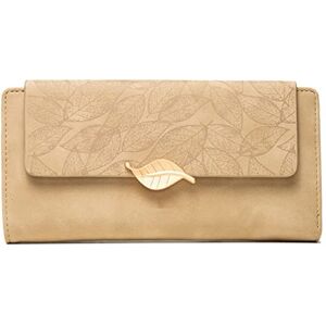 ASADFDAA Ladies Purse Leaf Women Wallet Pu Leather Female Short Coin Purse Fashion Feminina Purse High Capacity Card Holders Long Wallets (Color : Apricot)