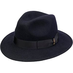 Borsalino Piemonte Traveller Wool Hat Women/Men - Made in Italy Felt with Grosgrain Band, Band Autumn-Winter - 60 cm Navy