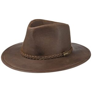 Stetson Buffalo Leather Western hat - Women's/Men's Leather hat - Cowboy hat for Summer/Winter - Leather Rodeo hat (Buffalo) - Water-Repellent hat - Rain hat Dark Brown M (56-57 cm)