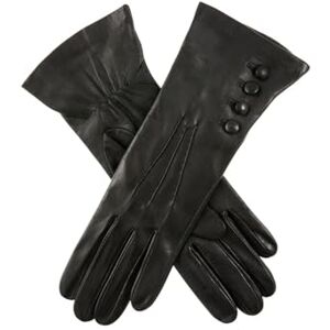 Dents Rose Women's Silk Lined Leather Gloves BLACK 6.5