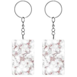 Baikutouanpoqlimg White Marble Rose Gold Acrylic Keychain Rectangle Key Chains Keychain Mini Pendant Crafts For Women Men Gift