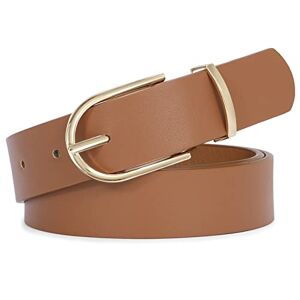 JASGOOD Women's Leather Belts for Jeans Pants Fashion Ladies Belt Gold Buckle Belts for Women,brown