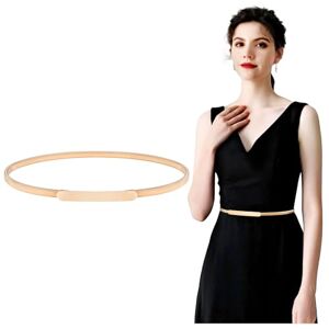JASGOOD Skinny Stretch Metal Waist Belt for Women Gold Elastic Metal Chain Waist Belt for Ladies Dress(Gold,Suit for waist size 37"-42")