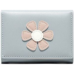 ASADFDAA Ladies Purse Wallets Women Floral Appliques Sweet Kawaii Card Holder Girls Purse Korean Style Money Bag Fashion Stylish Mini Wallet Ulzzang (Color : Blue)