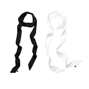 VEICOSTT Ribbon Scarf for Women Long Skinny Satin Belt Sash Necktie Neck Scarf, Black + White, One size