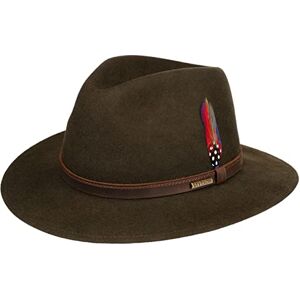 Stetson Lescott Traveller Wool Hat Women/Men - Made in The EU Wanderer´s Felt Holiday with Leather Trim Autumn-Winter - L (58-59 cm) Olive