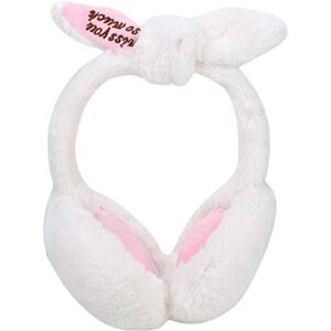 ITODA Women Girls Cute Bunny Earmuffs Plush Ear Muffs Winter Warm Ear Warmer Windproof Full Surround Ear Protector Foldable Ear Cover Earflaps Xmas Gift