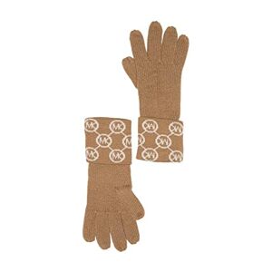Michael Kors Women's Circle Logo Knit Cuffed Gloves, Camel/Cream, One Size