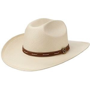 Stetson Edcouch Western Toyo Straw Hat Men - Sun Cowboy Summer with Leather Trim Spring-Summer - L (58-59 cm) Nature