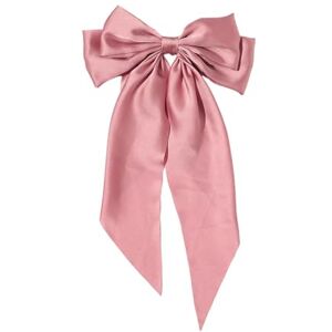 Qinlenyan Hair Clip for All Ages Ribbon Bowknot Decor Pin Satin Fabric Spring with Anti-slip Design Decorative Bow Back Head Pink