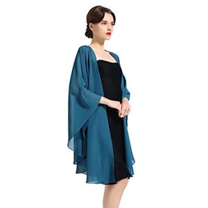 BEAUTELICATE Women Chiffon Shawl Wrap Shrug Oversized Cape Poncho Sheer Cover Up Scarf for Summer Wedding Evening Bridal Bridesmaids Mother of The Bride(One Size, Teal Blue)