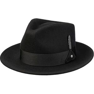 Stetson Burdock Fedora Wool Hat Women/Men - Outdoor Felt rain with Grosgrain Band Autumn-Winter - L (58-59 cm) Black