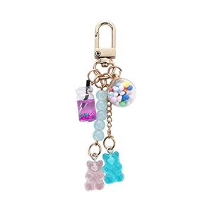 Generic Cute Resin Gummy Bear Key Chain Candy Color Animal Bear Charms Keychains Car Keys Bag Pendant Keyring Jewelry Gift(Blue)