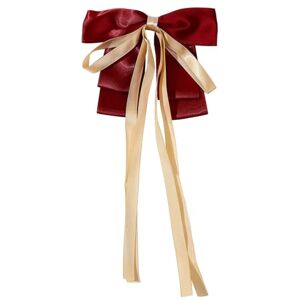 Tainrunse Children Hairpin Hair Accessories Decoration Spring Bowknot Ribbon Decor Barrette Back Head Clip with Golden Wine Red