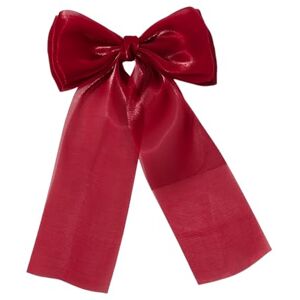 Tainrunse Bow Decor Hair Claw Ribbon Bow Hair Clip Women Ribbon Bowknot Decor Hair Claw Anti-slip Design Girl Hair Clip Strong Grip Back Head Hair Accessories Red