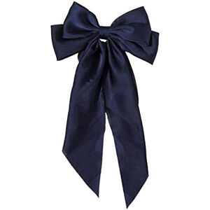 HSD Ribbon Hairclip Hair Fashion Hairpin Bow Satin Women Vintage Clip Bowknot Headband Curved Headband (Navy, One Size)