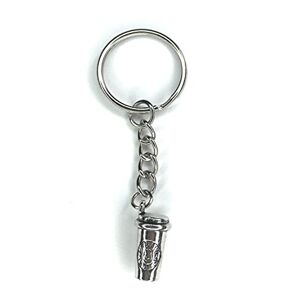 FizzyButton Gifts Coffee Cup Keyring Key Ring with Silver Tone Charm and Silver Tone Keychain