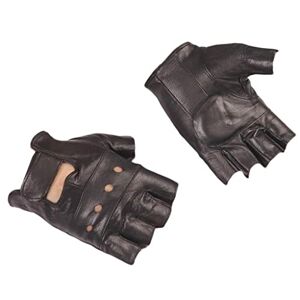 ZHCHAO Men Slip-resistant Leather Moto Fingerless Gloves Half Finger Mittens driving Training Fitness Gloves