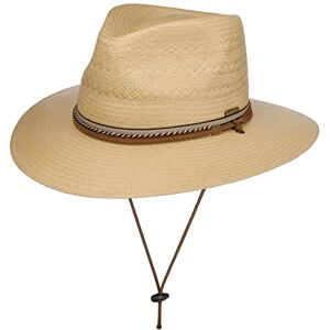 Stetson Ralcott Traveller Toyo Straw Hat Women/Men - Sun Beach with Chin Strap, Leather Trim Spring-Summer - XXL (62-63 cm) Nature