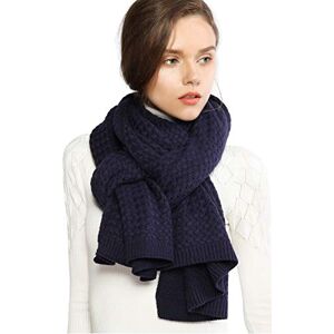 RIIQIICHY Ladies Chunky Knit Scarf Navy Pashmina Shawls and Wraps Scarfs for Women Winter