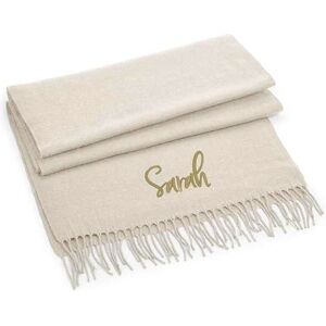 Beechfield Personalised Scarf with Embroidered Name. Classic Woven Scarf. Free P&P (Almond)