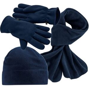 COOZO Recycled Fleece Pull-On Beanie, Scarf and Gloves Set - French Navy/French Navy - Beanie/Scarf/Gloves S-M