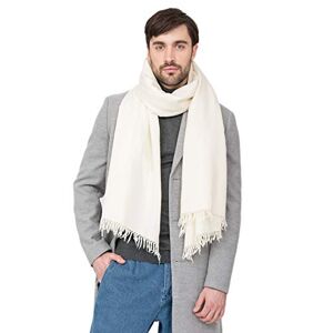 likemary Mens Scarves Winter - Multi-Use Wool Blanket Scarf Large & Cosy - Travel Wrap - Handmade Gift for Men - Neutral Cream Wool Scarf