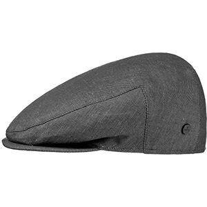 Lierys Inglese Linen Flat Cap Mens - Made in Italy - Newsboy Cap Made of Linen and Cotton - Summer hat in Denim Look - Spring/Summer Black 60 cm