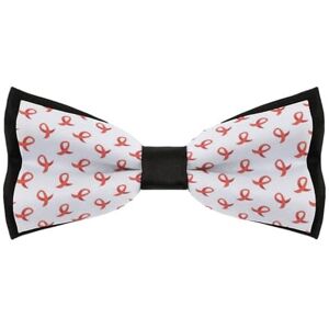 Baikutouanqy World Aids Day Awareness Red Ribbon Men's Bow Tie Adjustable Pre-tied Bowtie Work Party Wedding Bow Tie Gift